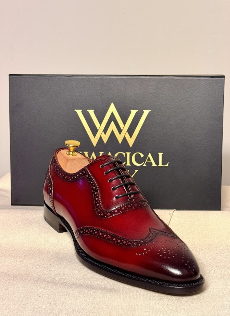 Red wingtip oxfords