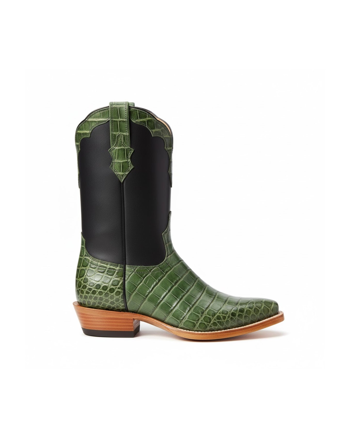 Green crocodile boot