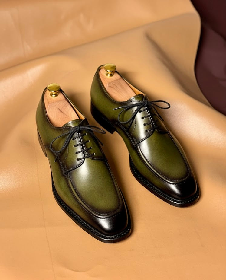 Olive green patina derby