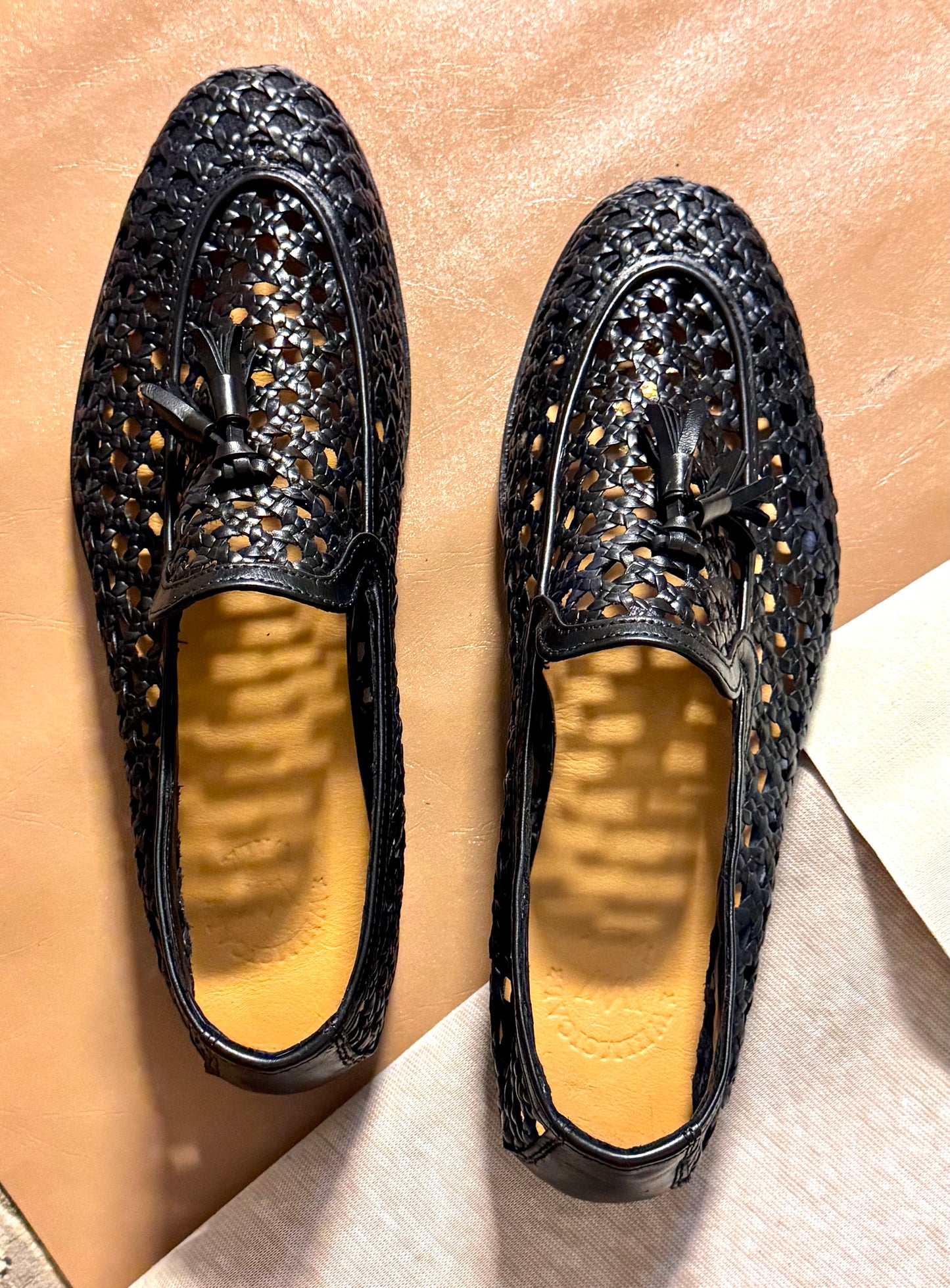 Black Intrecciato tassel loafers