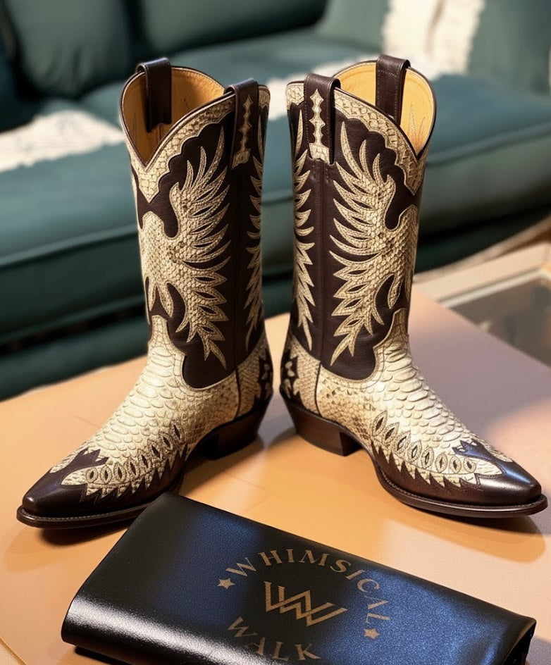Snake pattern Full-Quill Cowboy Boots
