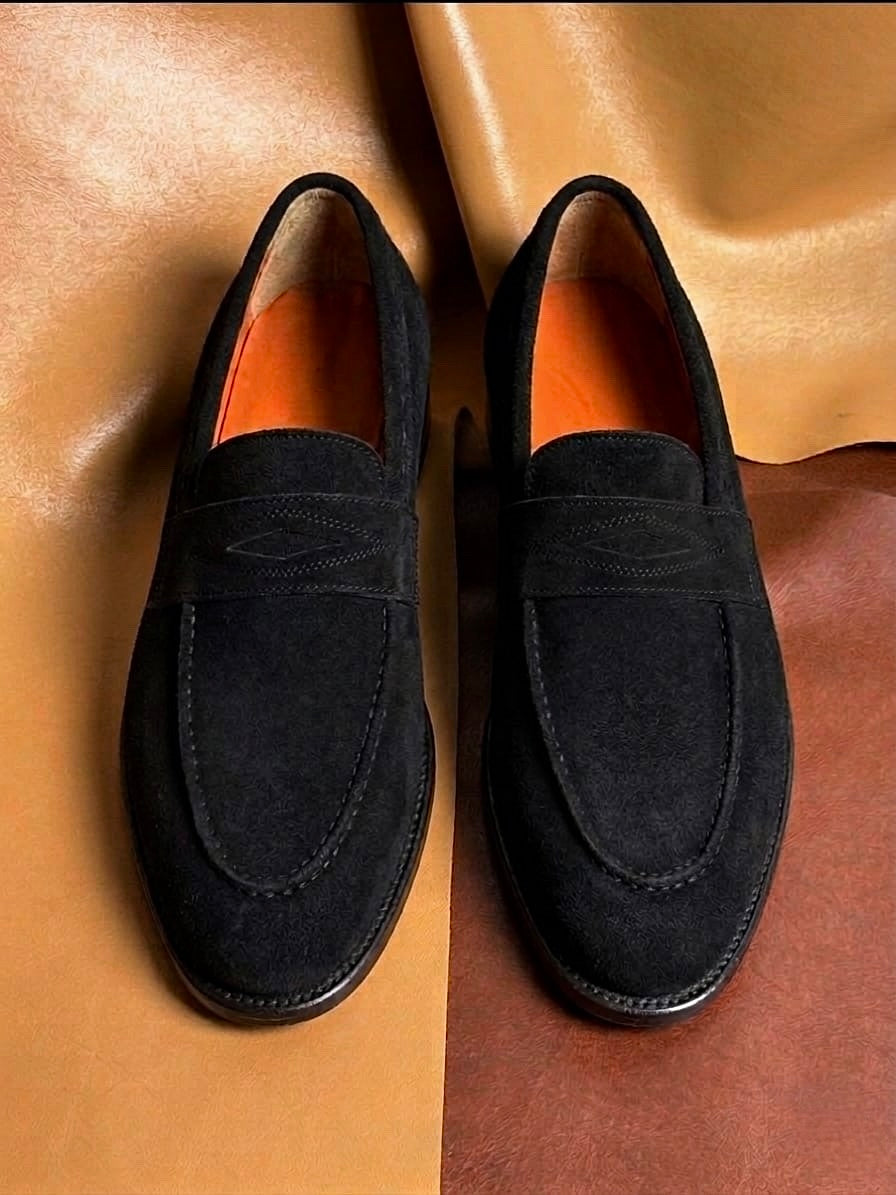 Black Suede Penny Loafer