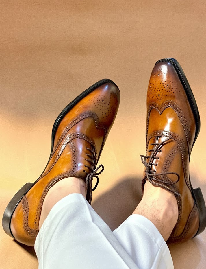 Tan wingtip Oxford