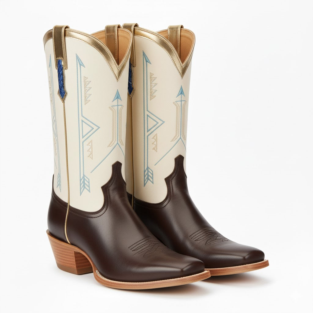 Geometric Arrow Embroidery Square Toe Western Wear