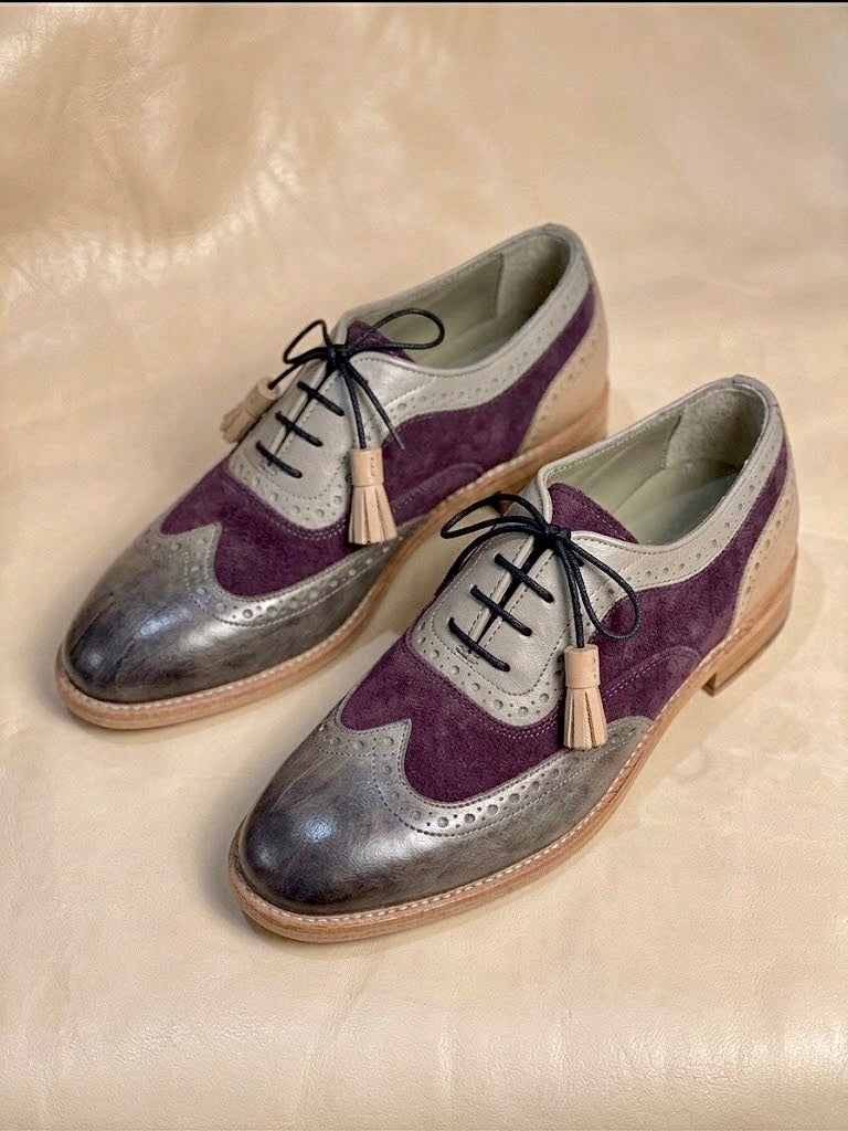 Gray and purple oxford