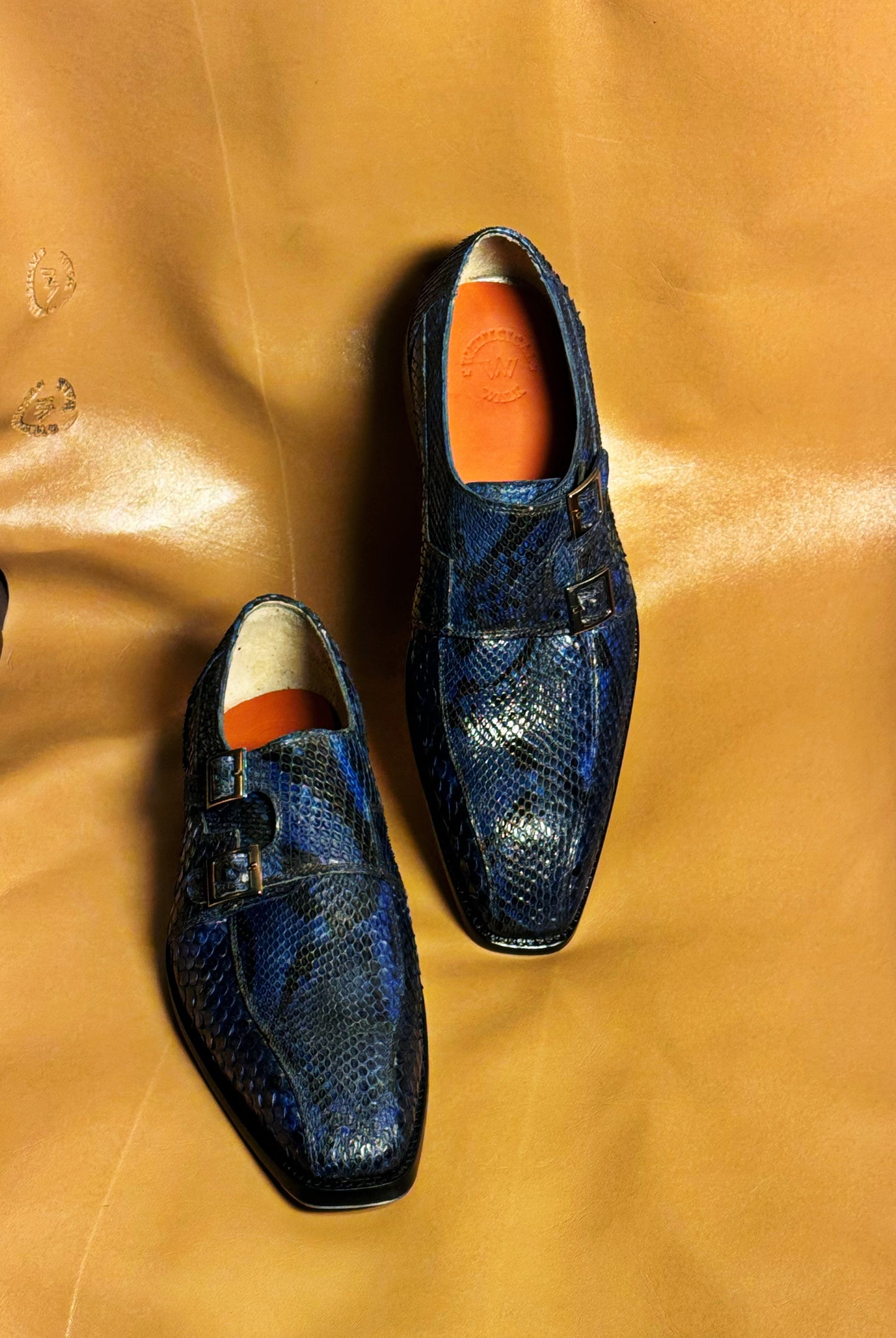 Python skin double monkstrap