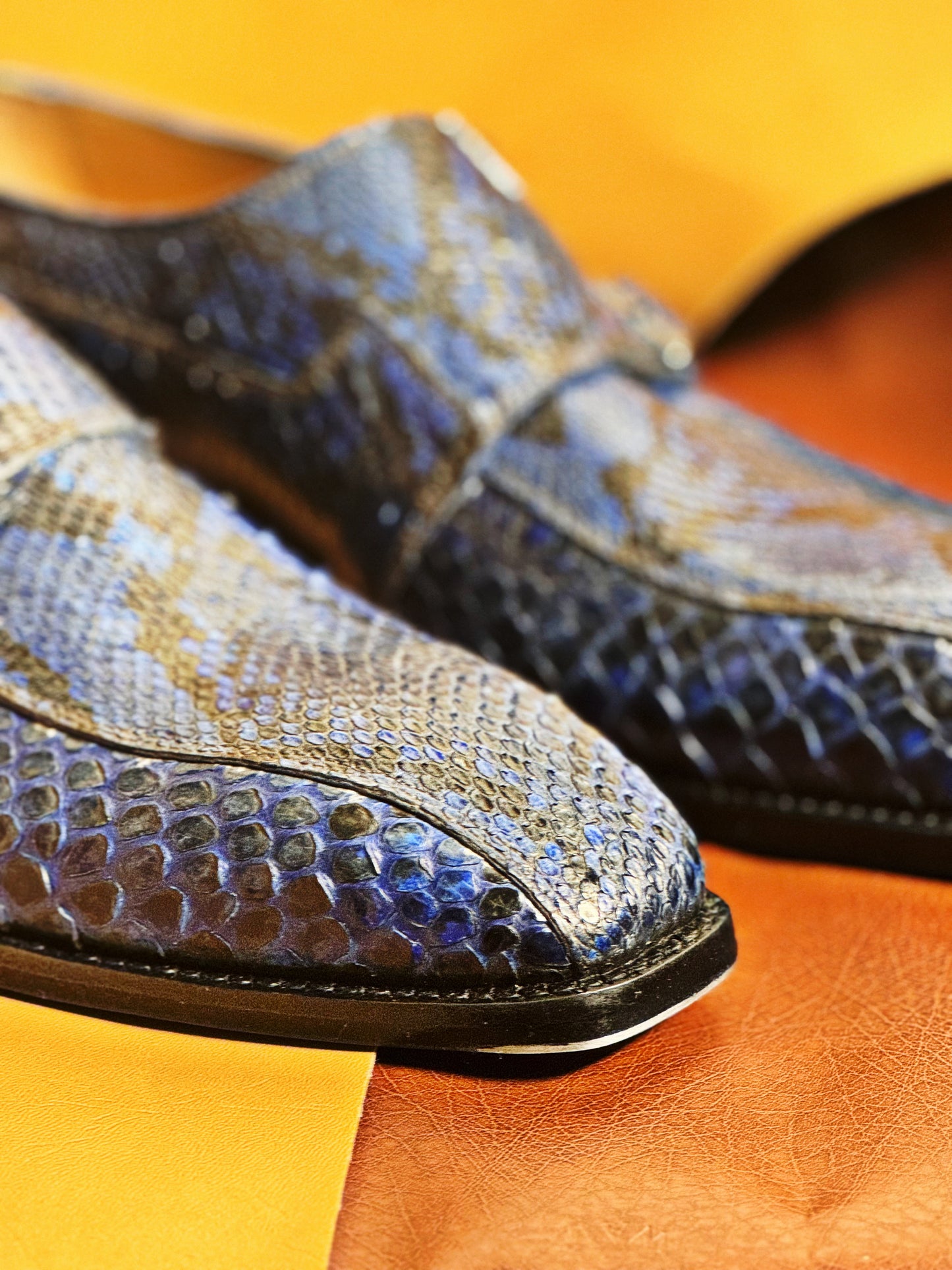 Python skin double monkstrap
