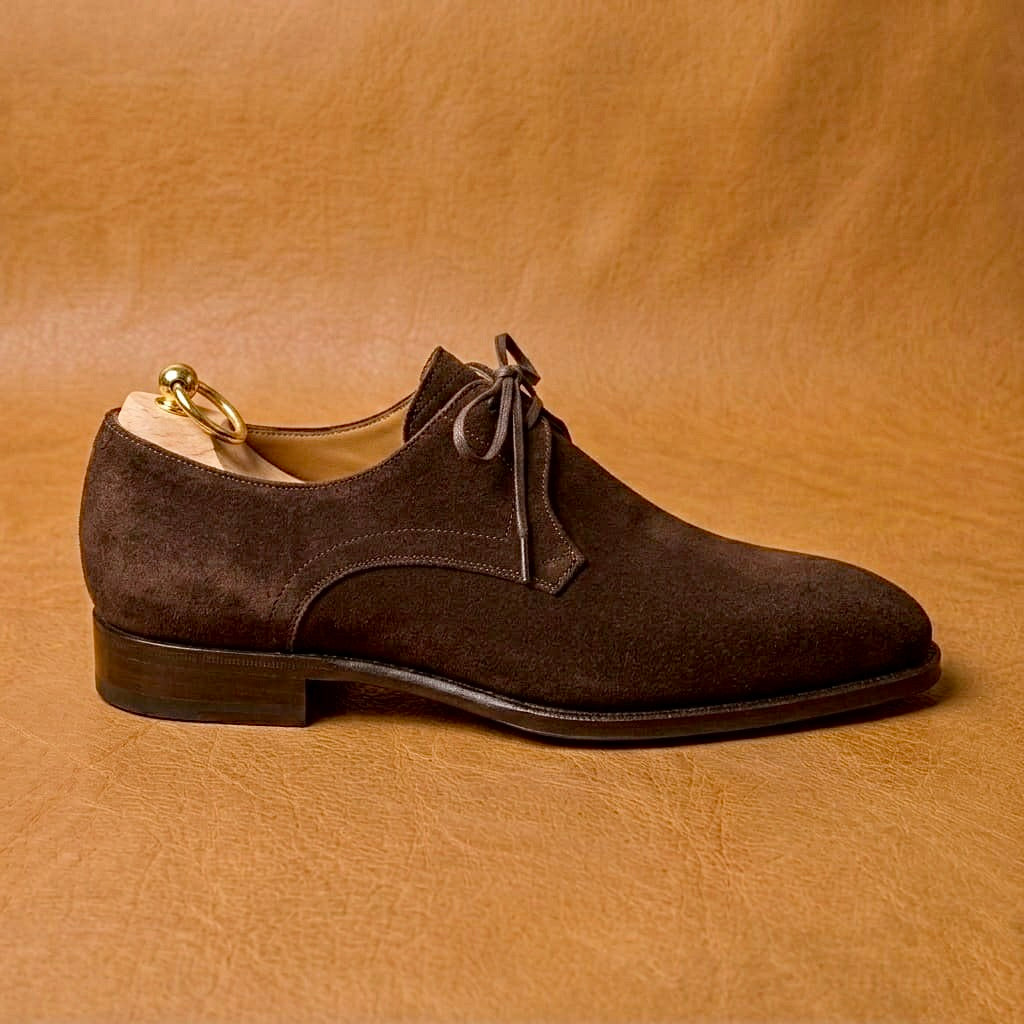 Dark brown suede derby