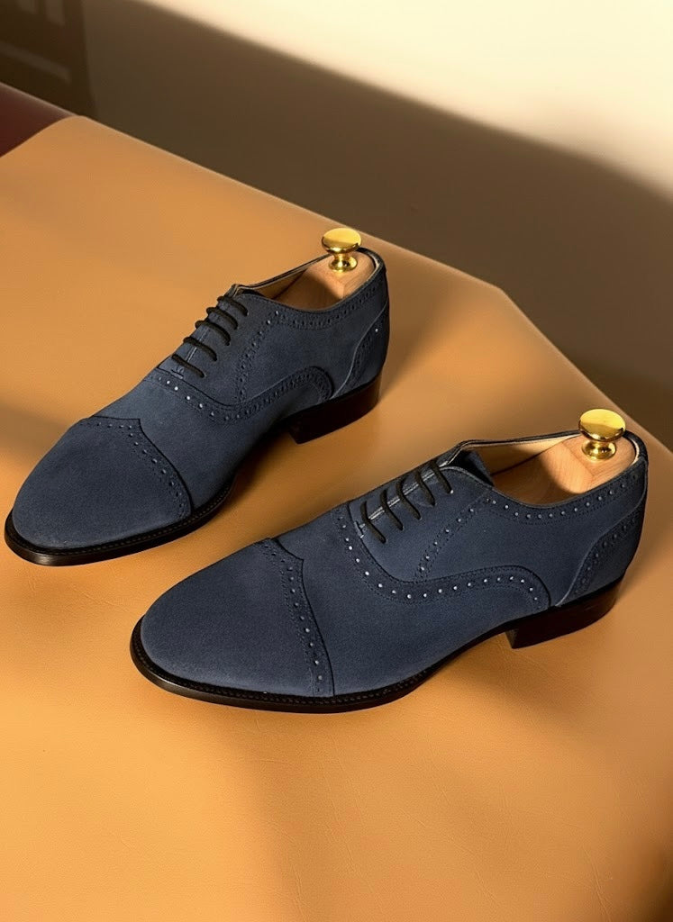 navy blue suede oxford