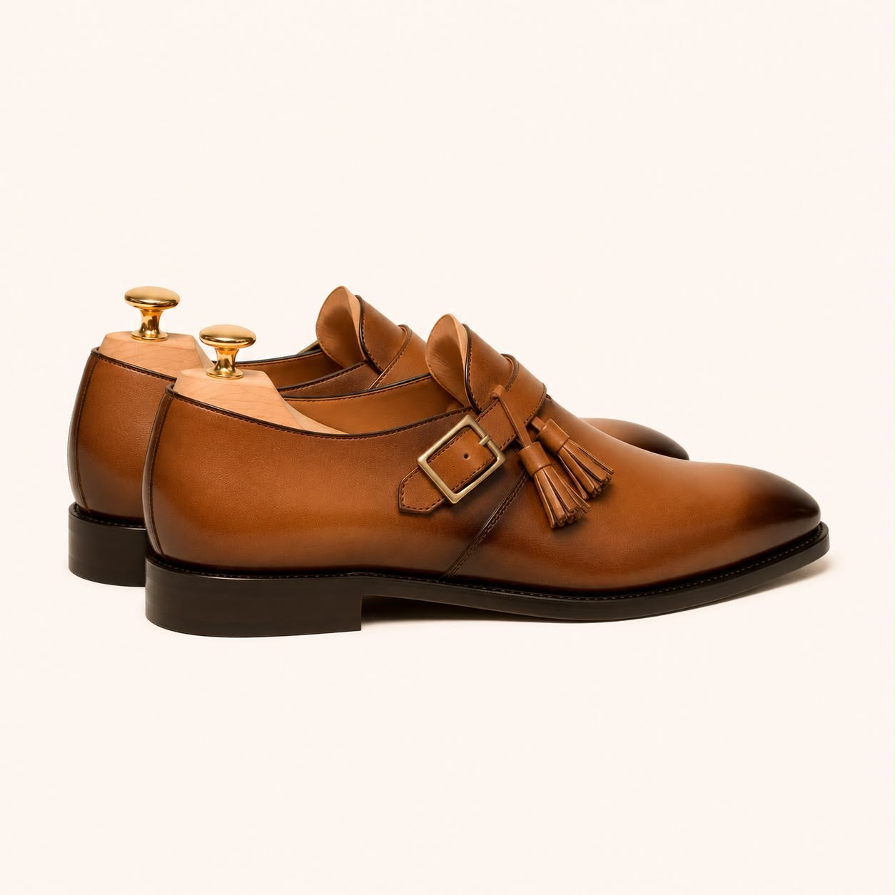 Tan & brown tassel monkstrap