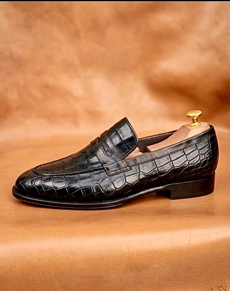 Black crocodile penny Loafer