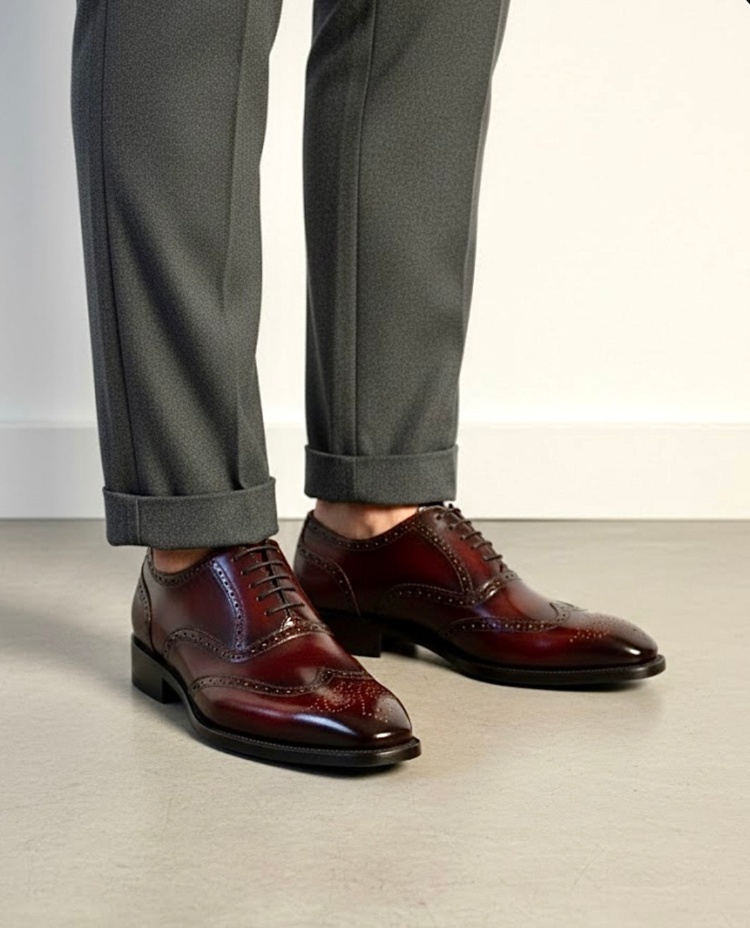 Burgundy wingtip oxford
