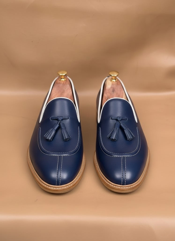 Blue Splittoe Tassels Loafers