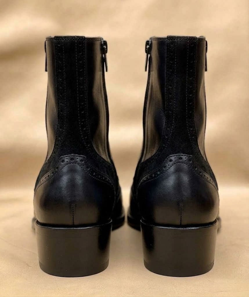 Black high heel zipper boots