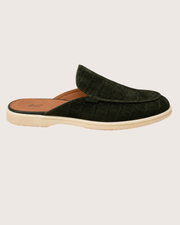 Black Nubuck Crocodile Mule
