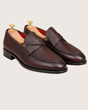 Brown twist strap loafers