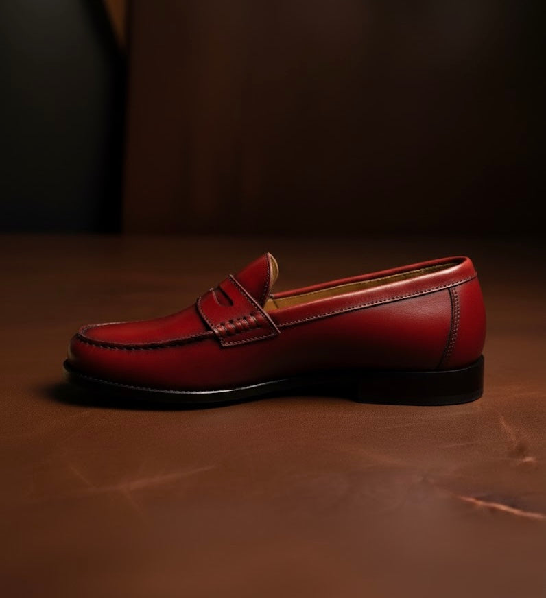 Red penny loafers