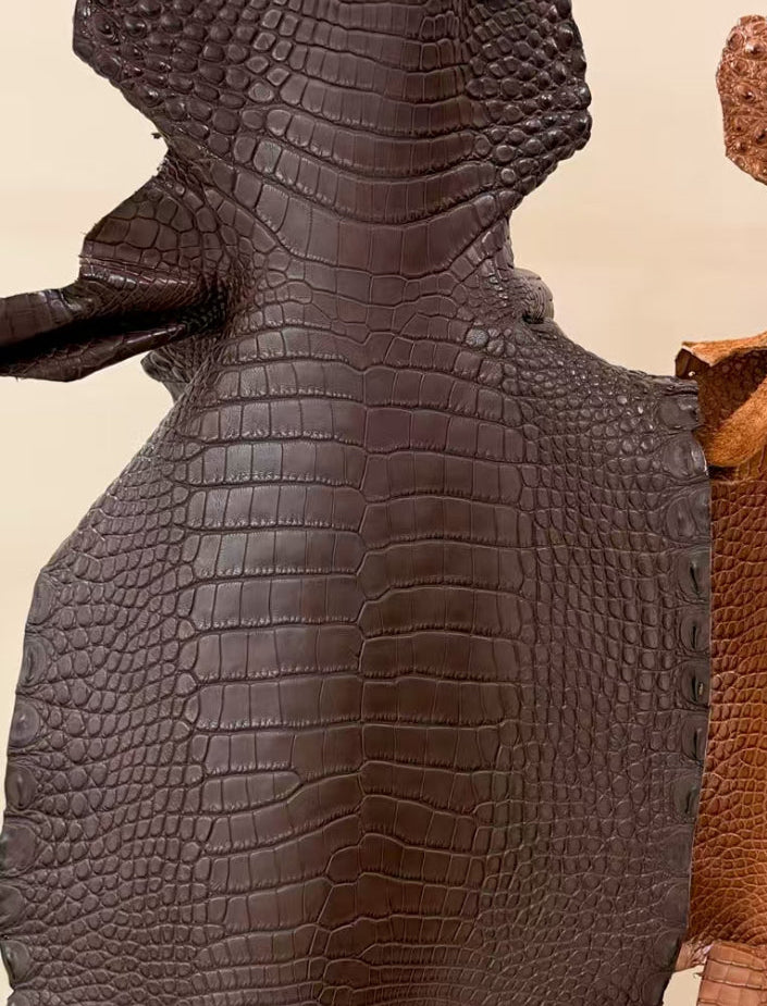Custom brown crocodile loafers