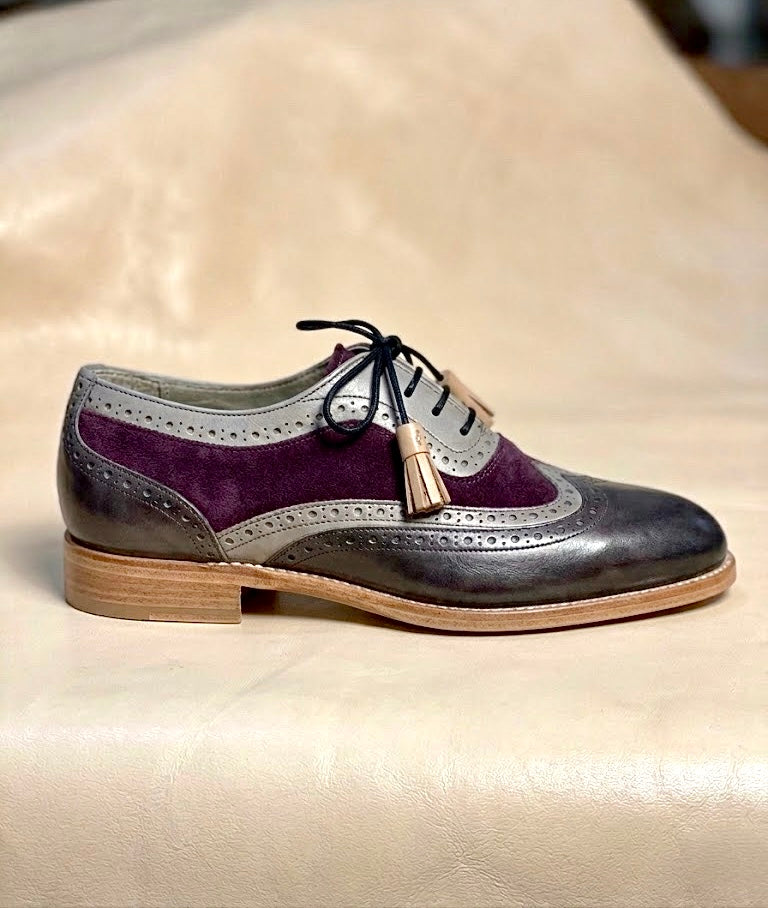 Gray and purple oxford