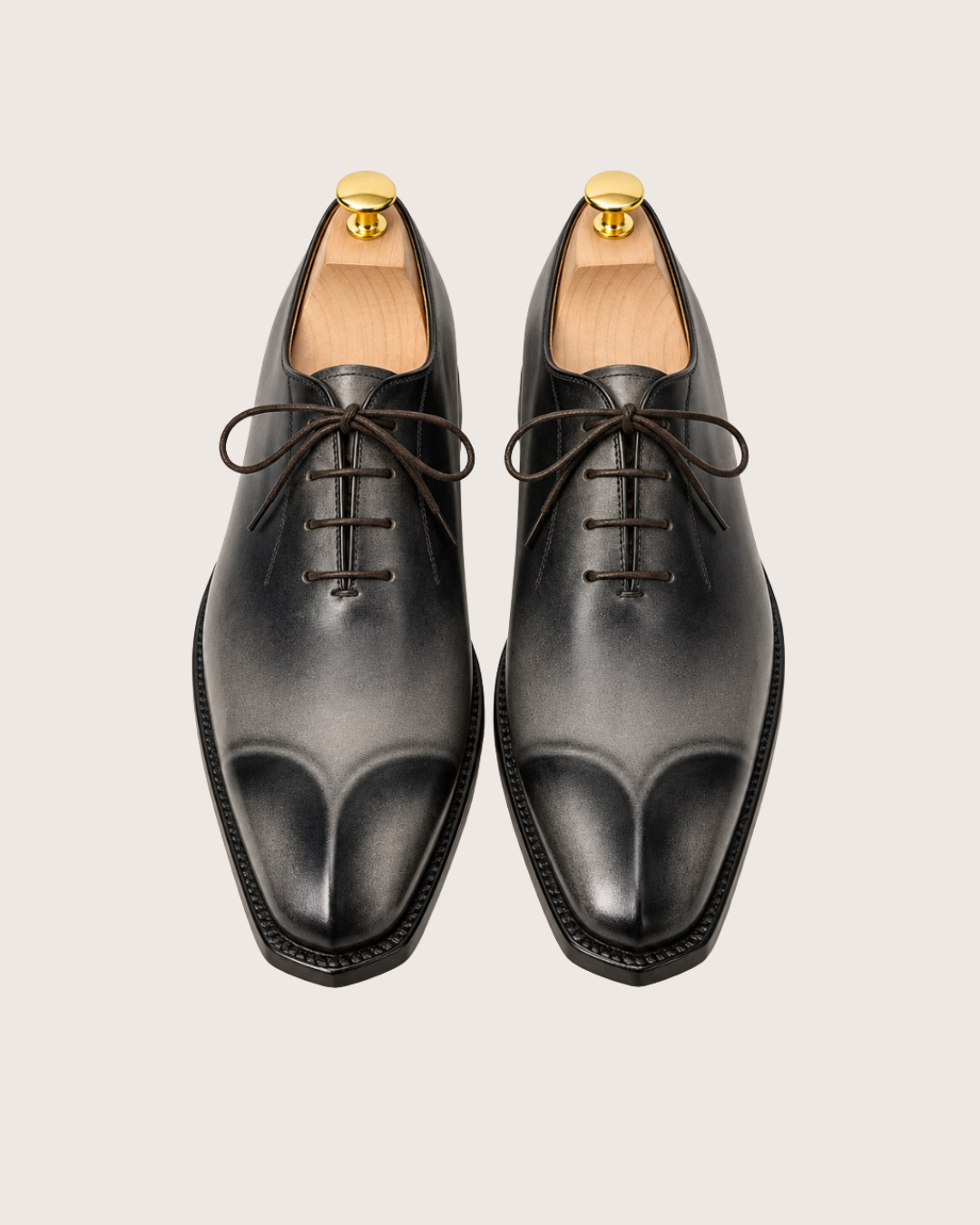 Smoked gray sculpted toe oxford