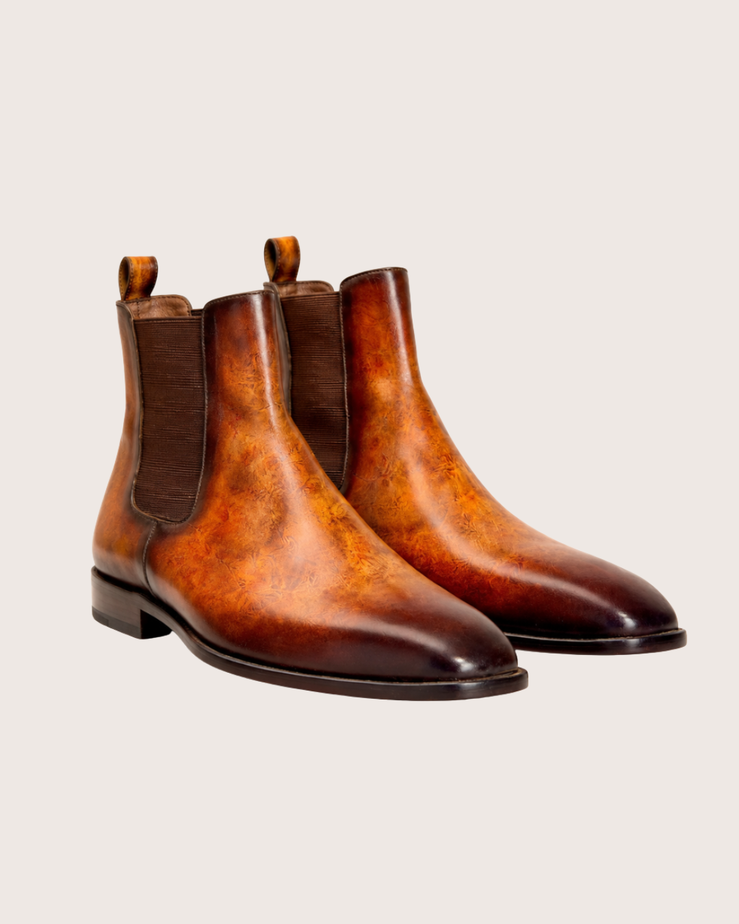 Brown patina Chelsea boots