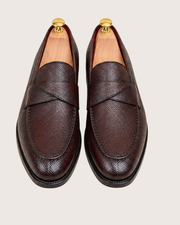 Brown twist strap loafers