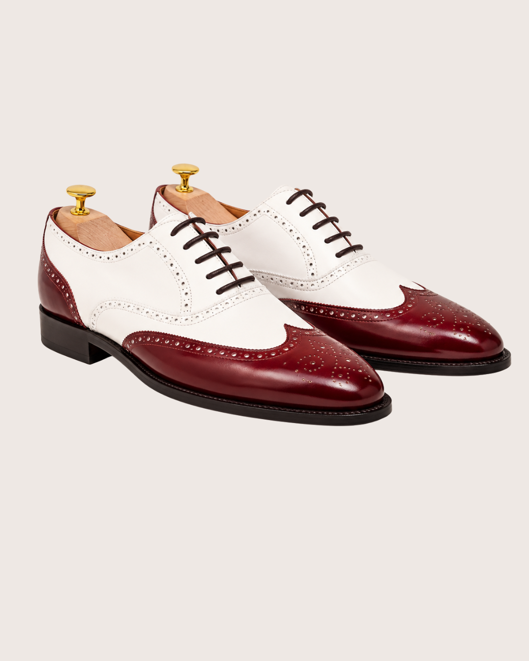 Burgundy spectator wingtip oxford