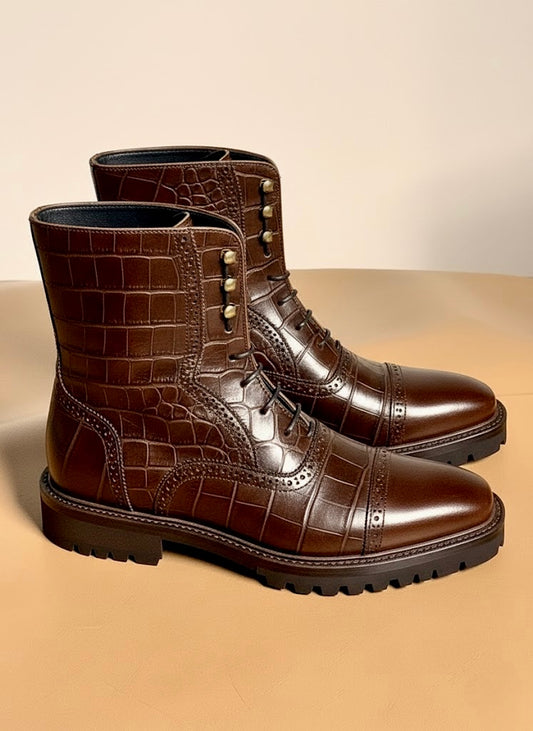 Dark brown Norwegian stitch boots