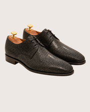 gray stingray texture derby shoes for men, handmade