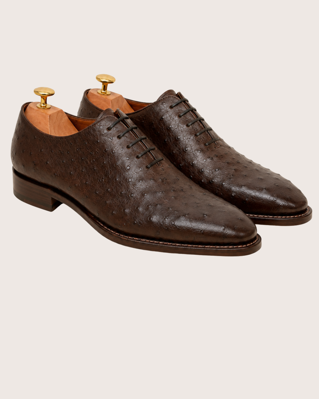 Dark brown ostrich skin wholecut oxford