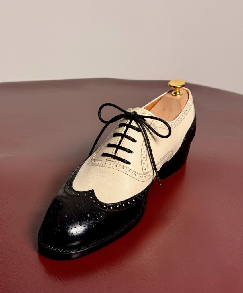 Black & white wingtip oxford
