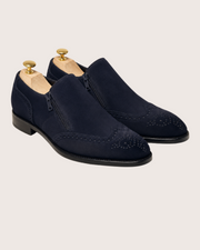 Navy blue zipper brogue