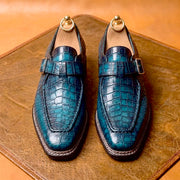 The Azure Crocodile Norwegian Welted Monk Strap