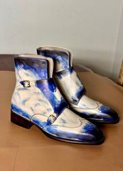 Blue Patina Monk Strap Boots for Men | Hand Welted