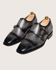 Gray patine monkstrap