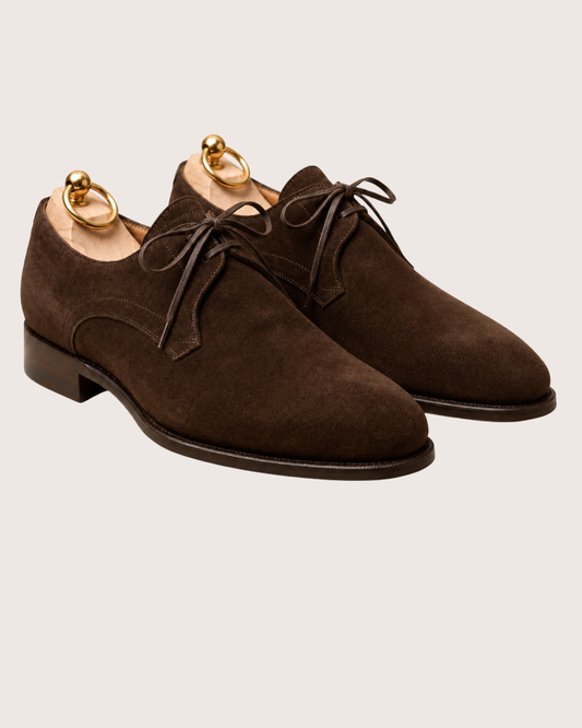 Dark brown suede derby