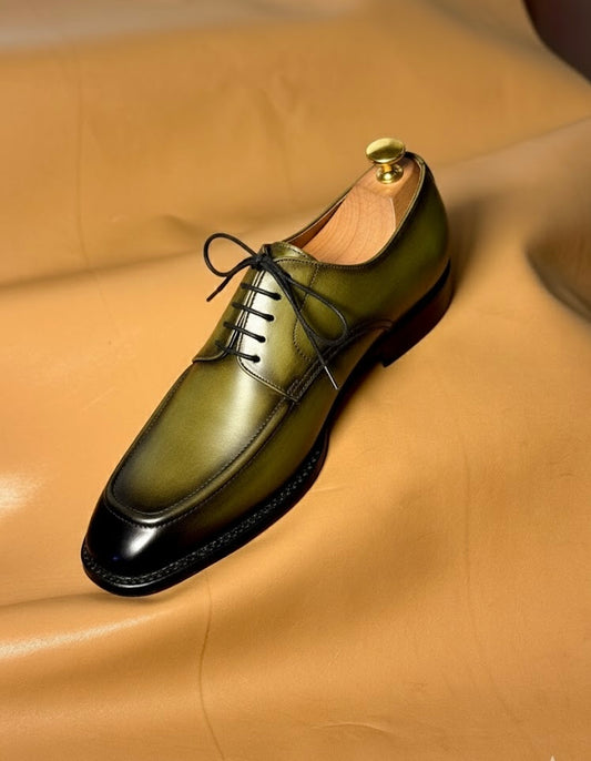 Olive green patina derby