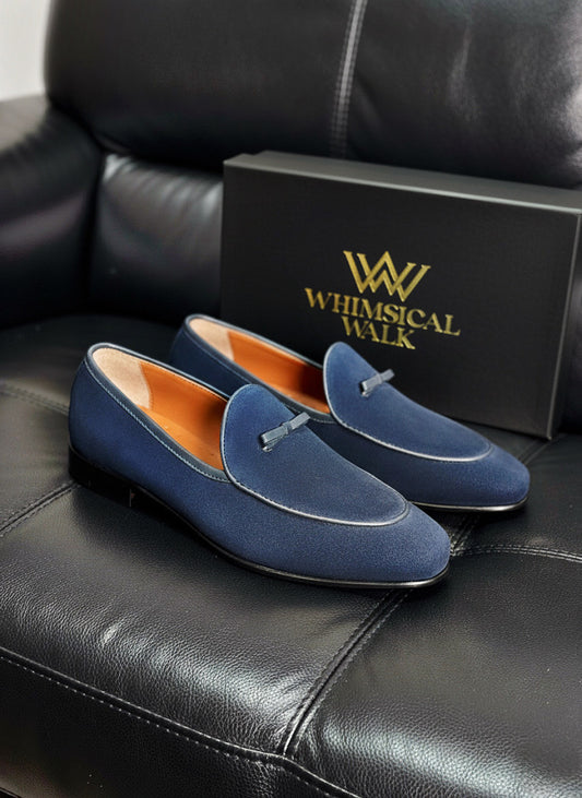 Blue bow loafers