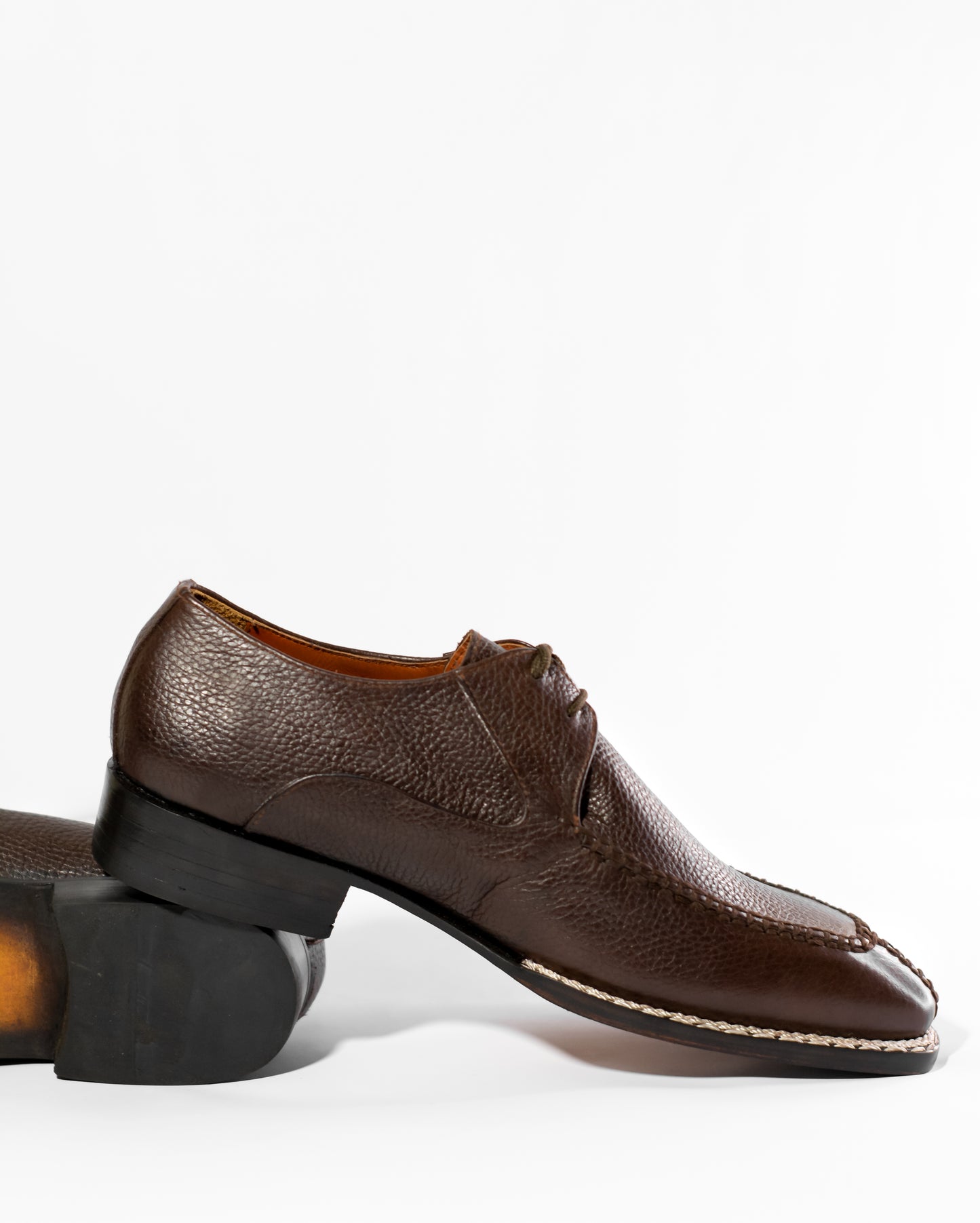 Brown grains leather norwegian stich split toe derby