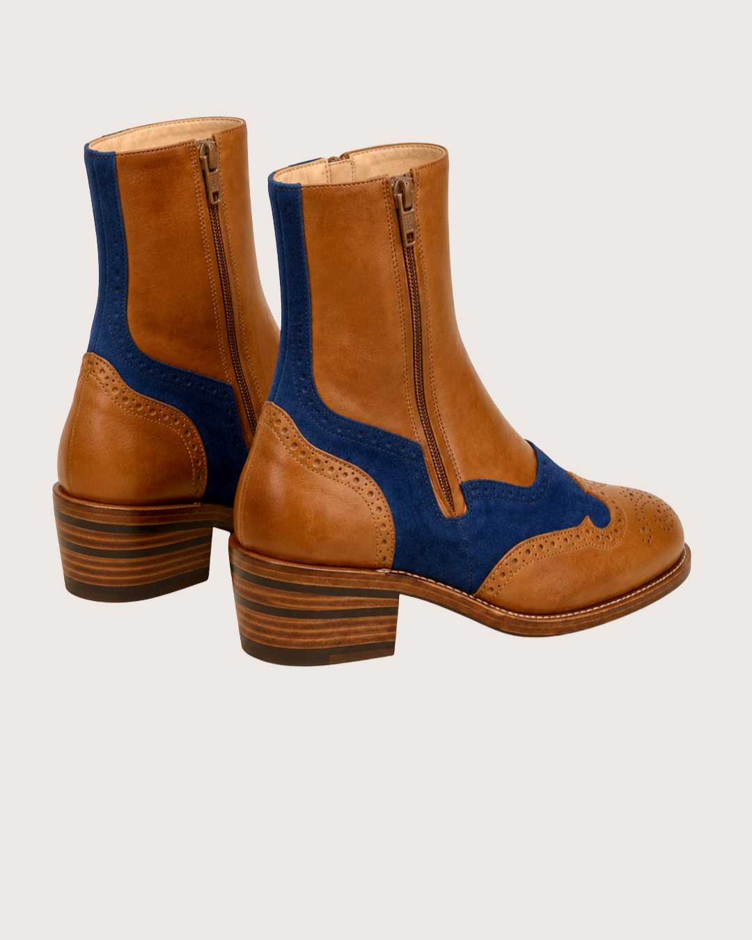 Tan High heel zipper boots