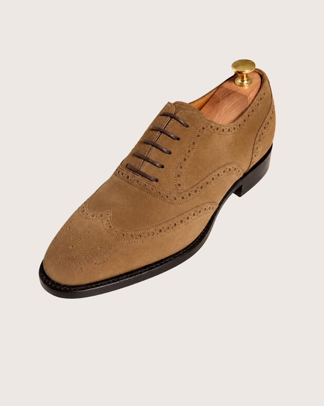 Camel Suede wingtip oxford
