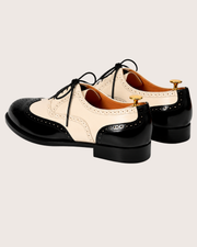 Black & White Wingtip Oxford Shoes for Men