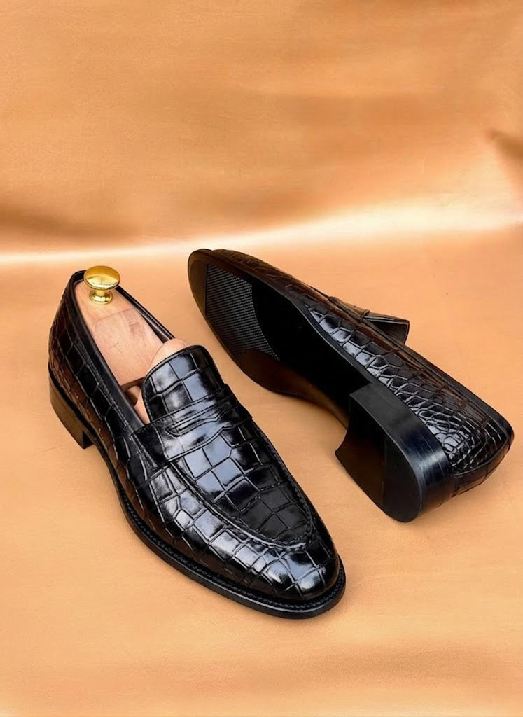 Black crocodile penny Loafer
