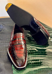 Burgundy Norwegian stitched penny loafers