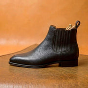 Black grain leather Chelsea boots