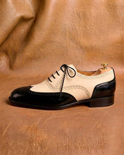 Black & White Wingtip Oxford Shoes for Men