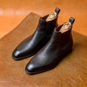 Black grain leather Chelsea boots