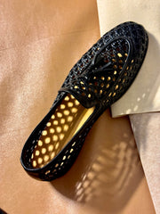 Black Intrecciato tassel loafers