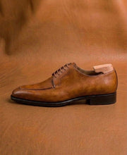Tan Split Toe Derby Shoes for Men | Hand Welted