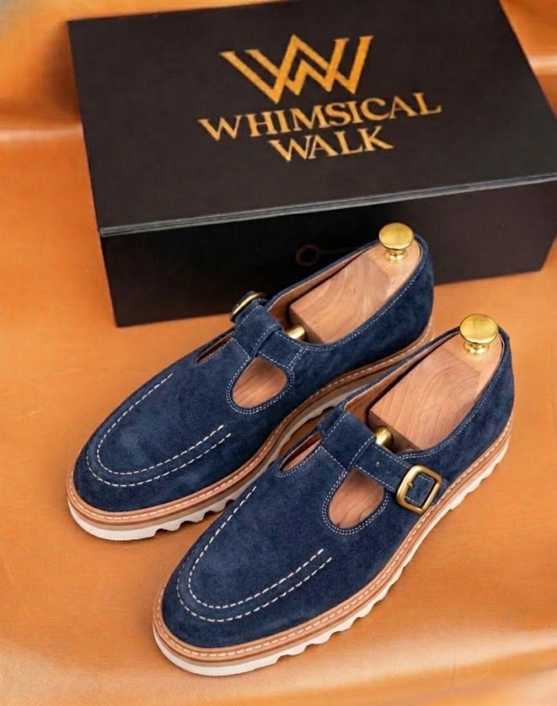 Navy blue strap loafers